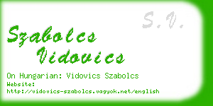 szabolcs vidovics business card